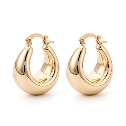 Настоящее золото 18K Латунные серьги обруча, c-образный, ионное покрытие (ip), реальный 18 k позолоченный, 25.5x21x12.5 мм