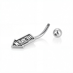 Arrow 316l изогнутые кольца для живота из хирургической нержавеющей стали, цвет нержавеющей стали, стрелка, длина стержня: 3/8"(10мм), штифты : 1.6 мм