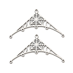 Нержавеющая Сталь Цвет Хэллоуин 201 Ссылки на компоненты люстры из нержавеющей стали, лазерная резка, ссылки паутины, не тускнеет, цвет нержавеющей стали, 20x36x1 мм, отверстие : 1.4 мм