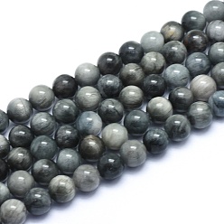 Eagle Eye Stone Natural Hawk's Eye Round Beads Strands, Eagle Eye Stone, Round, 4mm, Hole: 0.8mm, about 100pcs/strand, 15.7 inch(40cm)