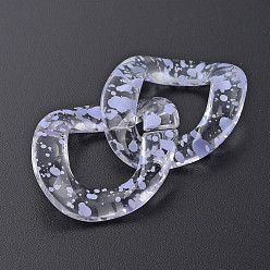 Lilac Transparent Acrylic Linking Rings, Quick Link Connectors, for Curb Chains Making, Twist Oval, Lilac, 40x33x10mm, Inner Diameter: 19x23mm