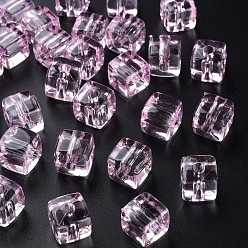 Perle rosa Transparente Acryl Perlen, Viereck, Perle rosa, 13x12.5x12.5 mm, Bohrung: 3.5 mm, ca. 162 Stk. / 500 g
