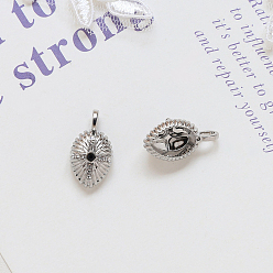 Oval Кулон из сплава со стразами и смолой, платина, овальные амулеты, 20x11 мм