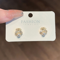 Bees Женские серьги из сплава со стразами, с бусинами из искусственного жемчуга и булавкой из стерлингового серебра 925, Пчелы, 24x10 мм