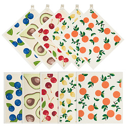 Mixed Shapes 10Pcs 5 Styles Wood Pulp Cotton Cleaning Cloth, Rectangle Dishcloth, with 5Pcs Plastic Hangers Clips, Mixed Shapes, 200x180x2mm, 2pcs/style