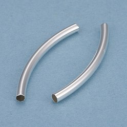 Посеребрённый Бисера латунной трубки, долговечный, изогнутые бусины, трубка, 925 серебро покрытием, 35x3 мм, отверстие : 2 мм