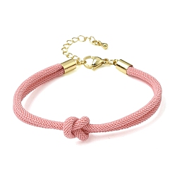 Misty Rose 3MM Round Nylon Braided Cord Bracelet Making, Knot, with Golden 202 Stainless Steel Lobster Clasp & Brass Finding, Misty Rose, 6.69x0.39 inch(17x1cm)