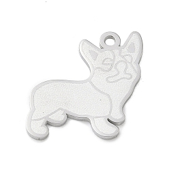 Color de Acero Inoxidable 304 colgantes de acero inoxidable, encantos de perro Corgi, Pulido, color acero inoxidable, 20.5x20.5x1.5 mm, agujero: 1.9 mm