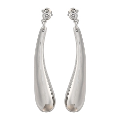 Платина Серьги-гвоздики в форме слезы с микропаве из кубического циркония из латуни, платина, 53x11 мм