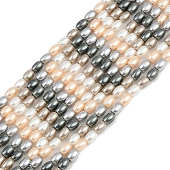 (52) Непрозрачная лаванда Гальванические оболочки жемчужные бусы пряди, рис, разноцветные, 4x3 мм, отверстие : 0.9 мм, около 90 шт / нитка, 15.94'' (40.5 см)