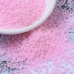 (RR428) Непрозрачный Бледно-розовый Блеск Миюки круглые бусины рокайль, японский бисер, 11/0, (rr 428) непрозрачный детский розовый блеск, 11/0, 2x1.3 мм, Отверстие : 0.8 мм , около 5500 шт / 50 г