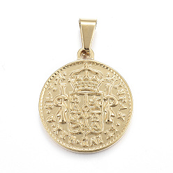 Oro 304 colgantes de monedas de acero inoxidable, moneda hispan et ind rex, dorado, 29x25x2.5 mm, agujero: 5x7.5 mm