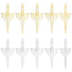(52) Непрозрачная лаванда 20шт 2 цвета 304 большие подвески из нержавеющей стали, меч прелести, разноцветные, 50x23x1 мм, отверстие : 1.6~1.8 мм, 10 шт / цвет
