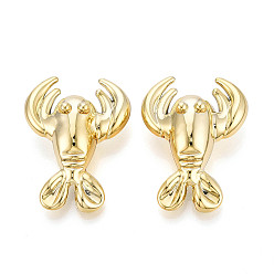 с Золотистым Покрытием Покрытие акриловыми шариками, омар, с золотым покрытием, 36.5x27.5~28x13~13.5 мм, отверстие : 2.5 мм