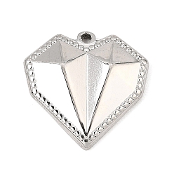 Stainless Steel Color 304 Stainless Steel Pendants, Heart Charms, Faceted, Stainless Steel Color, 17.5x18x3.5mm, Hole: 1mm