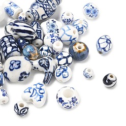 Sky Blue Handmade Porcelain Beads, Mixed Shape, Sky Blue, 27.5x18.5x13.5mm, Hole: 3mm