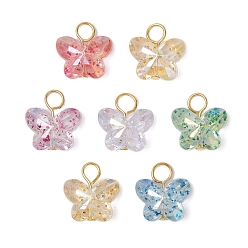 (52) Непрозрачная лаванда Прозрачные акриловые бусины с железными плоскими головками-булавками подвески, бабочка, разноцветные, 18.5x18x9 мм, отверстие : 5 мм