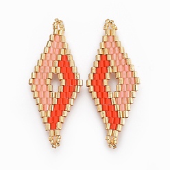 Темный Лосось Японский бисер miyuki & toho ручной работы ссылки, Ткацкий станок, ромб, темный лосось, 40.7~42x16.4~17x1.7~1.9 мм, отверстие : 1.2~1.4 мм