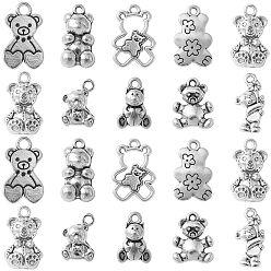 Античное Серебро 100 шт 10 стили подвески из сплава в тибетском стиле, нести прелести, античное серебро, 14~21x9~13x1~5 мм, отверстие : 3 мм, 10 шт / стиль