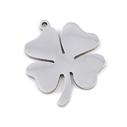 Нержавеющая Сталь Цвет 304 подвески из нержавеющей стали, клевер очарование, цвет нержавеющей стали, 16.5x15x1 мм, отверстие : 1 мм