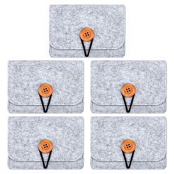 Серый 5 шт. фетровые мешочки для хранения украшений с кнопкой, для серьги, Кольца, , прямоугольные, серые, 10.3x13.5x3.2 см