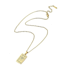 Scorpio Rectangle with Twelve Constellations Pendant Necklaces, 304 Stainless Steel Cable Chains Necklaces, Golden, Scorpio, 15.98 inch(40.6cm)