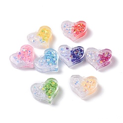 Mixed Color Transparent Acrylic Pendants, Heart, Mixed Color, 29x26x8mm, Hole: 2mm