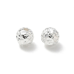 Argent 304 perles d'espacement rondes martelées en acier inoxydable, placage ionique (ip), argenterie, 8mm, Trou: 2mm