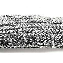 Серебро 3-многослойный плетеный шнур из искусственной кожи, плоский, серебряные, 5x1.5 мм, около 107.17 ярдов (98 м) / пачка
