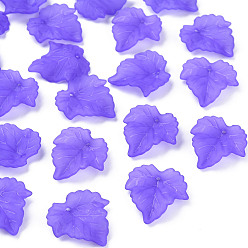 Сине-фиолетовый Осенняя тема прозрачные матовые акриловые подвески, кленового листа, синий фиолетовый, 24x22.5x4.5 мм, отверстие : 1.5 мм, Около 899 шт / 500 г
