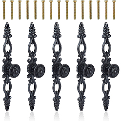 Negro Tiradores de cajón de aleación de zinc, manijas del gabinete, accesorios para picaportes, con el tornillo, negro, 25x177x9 mm
