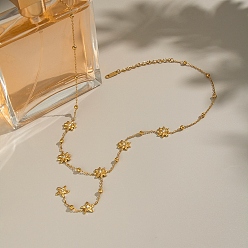 Настоящее золото 18K Элегантные 304 цепочки из нержавеющей стали с кристаллами и стразами в виде цветка морской звезды для женщин, реальный 18 k позолоченный, 15.35 дюйм (39 см)