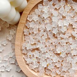 (404) Непрозрачное AB Кислое яблоко 30шт матовые стеклянные бусины, звезда, цветочный белый, 8 мм