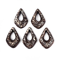 Кокосово-Коричневый Ручной работы фарфора большие кулоны, слеза, фантазии античного стекла фарфора, кокосового коричневый, 56~58.5x36.5~38x11~12 мм, отверстие : 12~12.5x22~23.5 мм