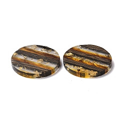 Mixed Color Resin & Walnut Wood Pendants, Flat Round Charm, with Gold Foil, Mixed Color, 30x3.5mm, Hole: 2mm