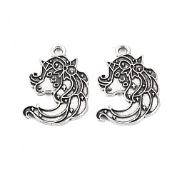 Античное Серебро Сплавочные сеттинги для кулона, тибетский стиль, без кадмия и без свинца, единорог, античное серебро, 23x18x1 мм, отверстие : 1.8 мм