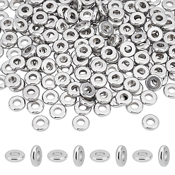 Edelstahl Farbe 200Stk. 304 Distanzperlen aus Edelstahl, Flachrund, Edelstahl Farbe, 8x2 mm, Bohrung: 3.5 mm