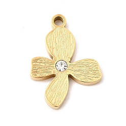 Настоящее золото 18K 304 подвески из нержавеющей стали, , со стразами, ионное покрытие (ip), реальный 18 k позолоченный, 17x12.5x2 мм, отверстие : 1.5 мм