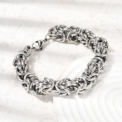 Нержавеющая Сталь Цвет 201 Браслеты из нержавеющей стали в византийском стиле для женщин и мужчин, цвет нержавеющей стали, 8.86 дюйм (22.5 см)