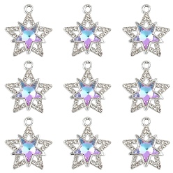 Средний Синий Шифер 10 шт. Стеклянные подвески, Сплав с поиска, платина, звезда, средний грифельно-синий, 18.5x16.5x5.5 мм, отверстие : 1.8 мм