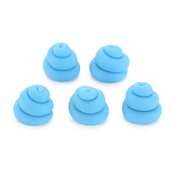 Deep Sky Blue Handmade Polymer Clay Beads, Half Drilled, Vortex Shaped, Deep Sky Blue, 11~13x12.5~13.5mm, Hole: 3mm