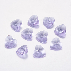 Фиолетовый Факельные стеклянные украшения из горного хрусталя, имитация австрийский хрусталь, сердце, фиолетовые, 8x8x4 мм, отверстие : 0.8 мм