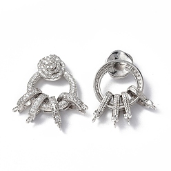 Платина Латунное микропейв, прозрачный кубический цирконий, складные застежки, без кадмия, без никеля и без свинца, выводы с несколькими застежками, кольцо, платина, Кольцо: 22x18x8 mm, застежка : 12x7x2.5 mm