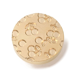 Вишня Позолоченная круглая восковая печать латунная головка штампа, для сургучной печати, вишня, 25.5x14 мм, отверстие : 7 мм