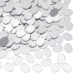 Oval 200шт. зеркальный эффект акриловые пришивные стразы, звенья с двумя отверстиями, аксессуары для одежды, овальные, 19.5x14.5x1.2 мм, отверстие : 1.2 мм