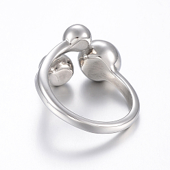 Stainless Steel Color 304 Stainless Steel Finger Rings, Round, Stainless Steel Color, Size 8, 18mm