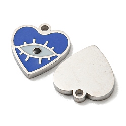 Stainless Steel Color 304 Stainless Steel Enamel Charms, Heart with Eye Charms, Stainless Steel Color, 10.5x9.5x1mm, Hole: 1.2mm