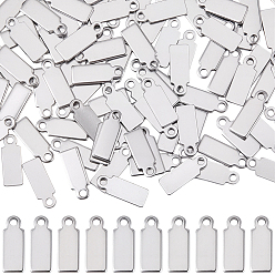 Color de Acero Inoxidable 100 piezas 304 colgantes de etiquetas en blanco con estampado de acero inoxidable, Rectángulo, color acero inoxidable, 11x4x1 mm, agujero: 1.5 mm