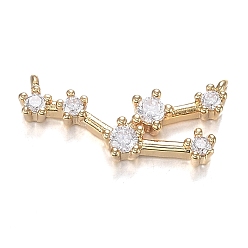 Телец Кулоны из латуни с прозрачным фианитом, долговечный, реальный 18 k позолоченный, созвездий, прозрачные, Телец, 7x16x2.5 мм, отверстие : 0.7 мм