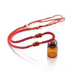 Красный Стеклянные ожерелья в виде флаконов духов, регулируемые шнуры ожерелья для женщин и мужчин, красные, Бутылка: 26x16 мм